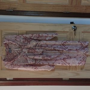 Pink and white floral/paisley high/low overlay / duster - size M